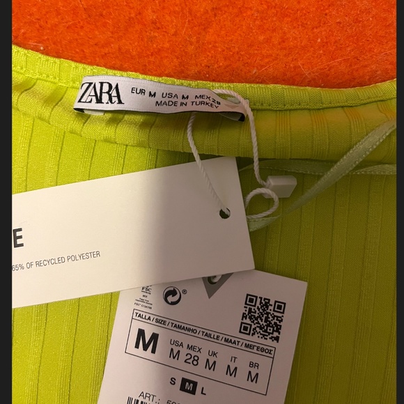 Zara lime green long sleeve ribbed cropped top NWT - Picture 5 of 9